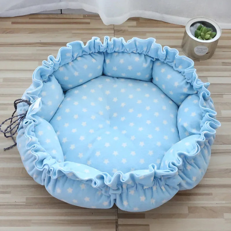 Fluffy Round Adjustable Cat Bed Soft Warm Cushion Basket