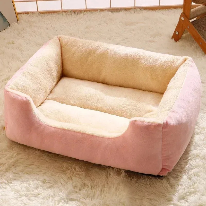 Cozy Plush Cat Bed Warm Pet Sleeping Basket House