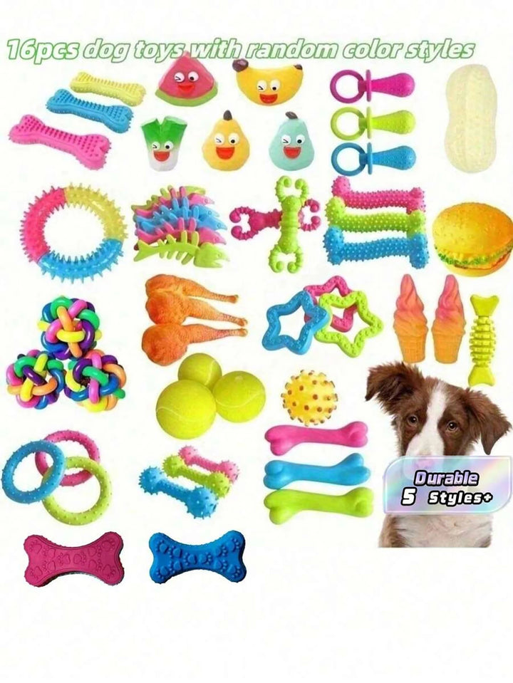 16Pcs Durable Interactive Dog Chew Toys Training Set