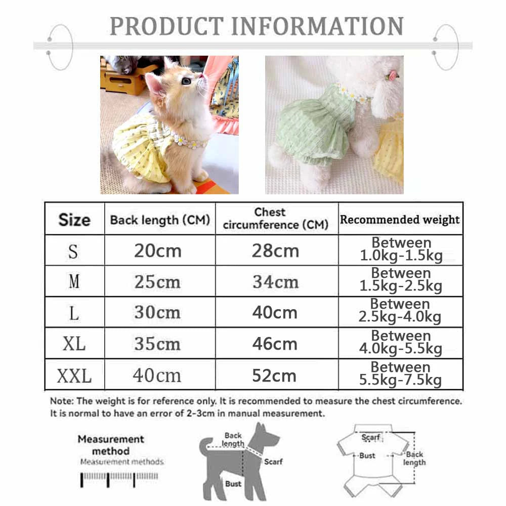 Breathable Floral Pet Princess Dress for Cats Small Dogs