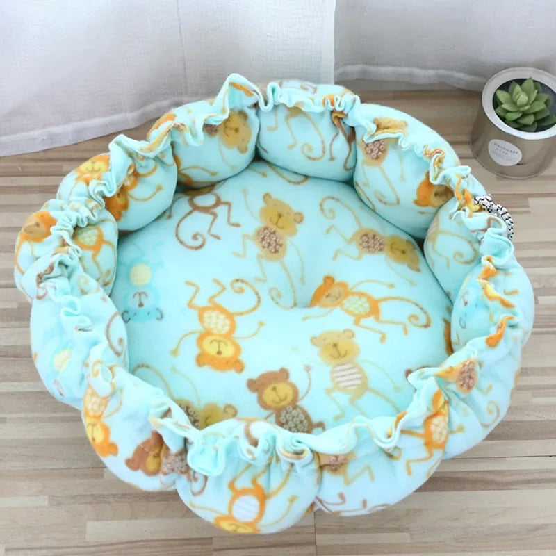 Fluffy Round Adjustable Cat Bed Soft Warm Cushion Basket
