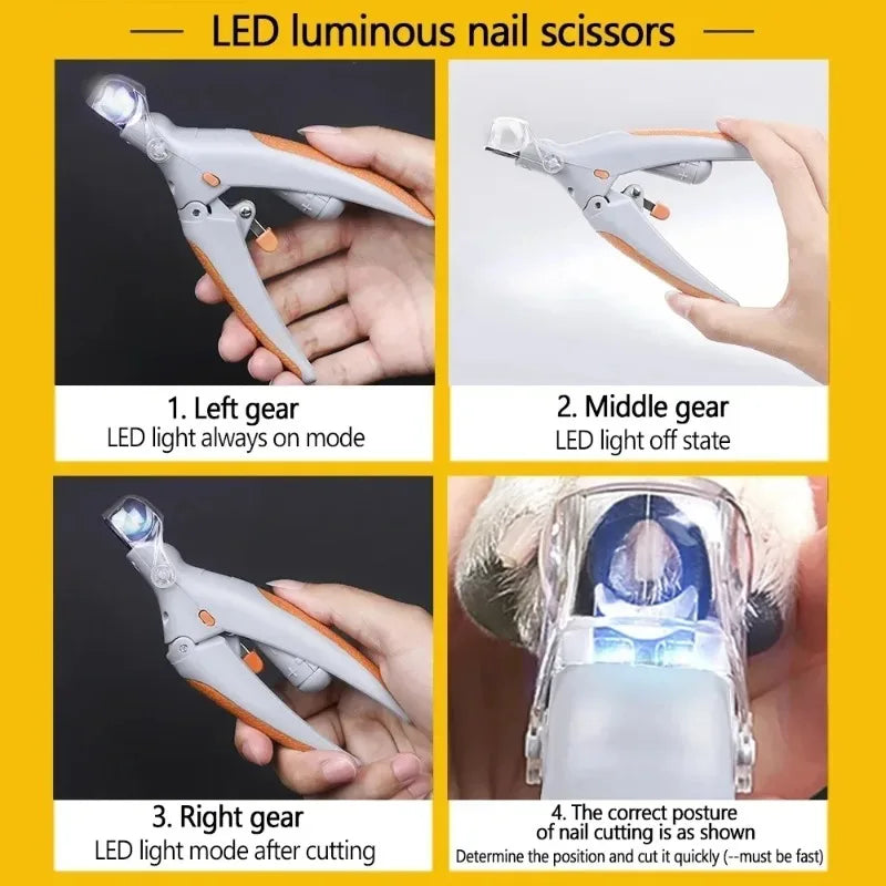 LED Pet Nail Clipper with Magnifier for Dogs Cats