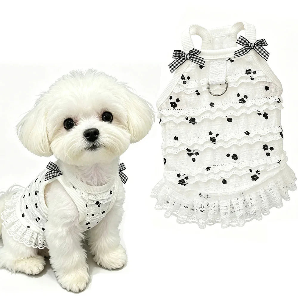 Cute Lace Bowknot Dress for Small Dogs Cats