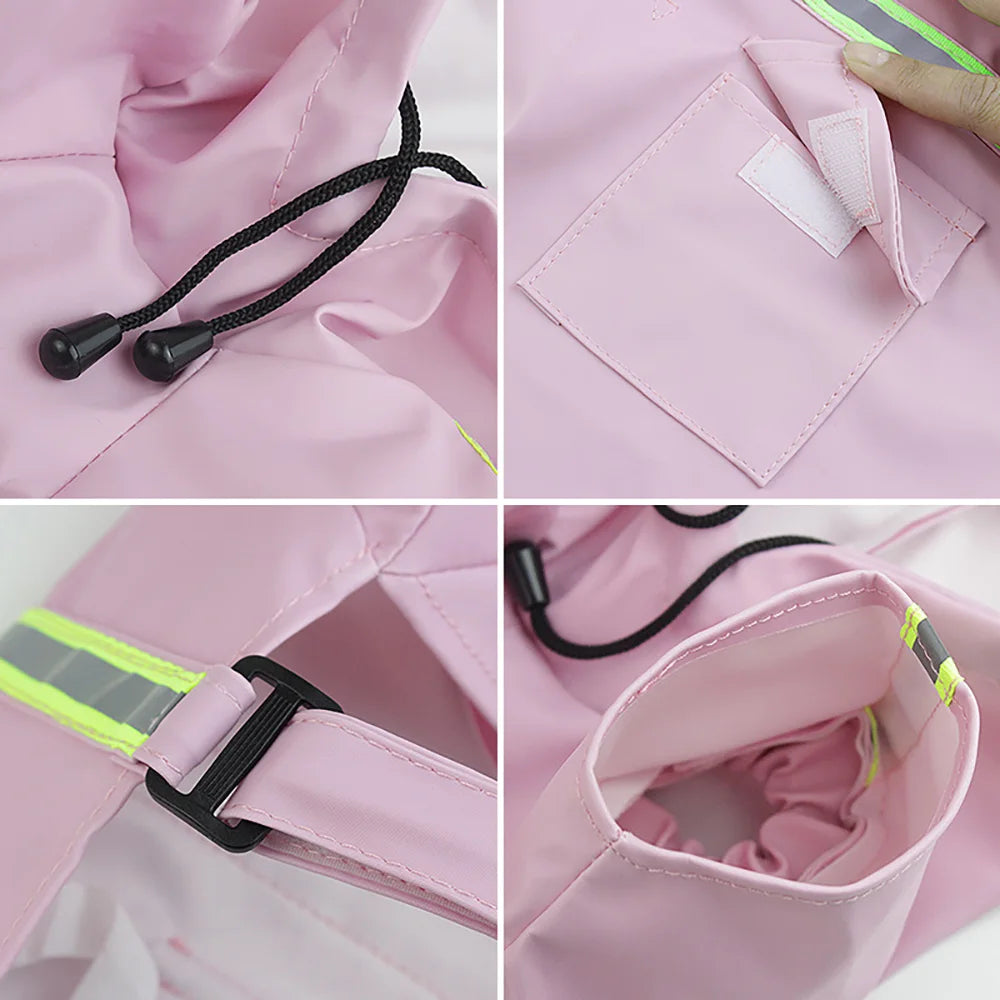 Waterproof Reflective Hooded Dog Raincoat for Large Dogs