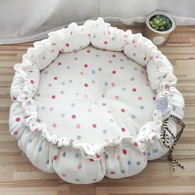 Fluffy Round Adjustable Cat Bed Soft Warm Cushion Basket