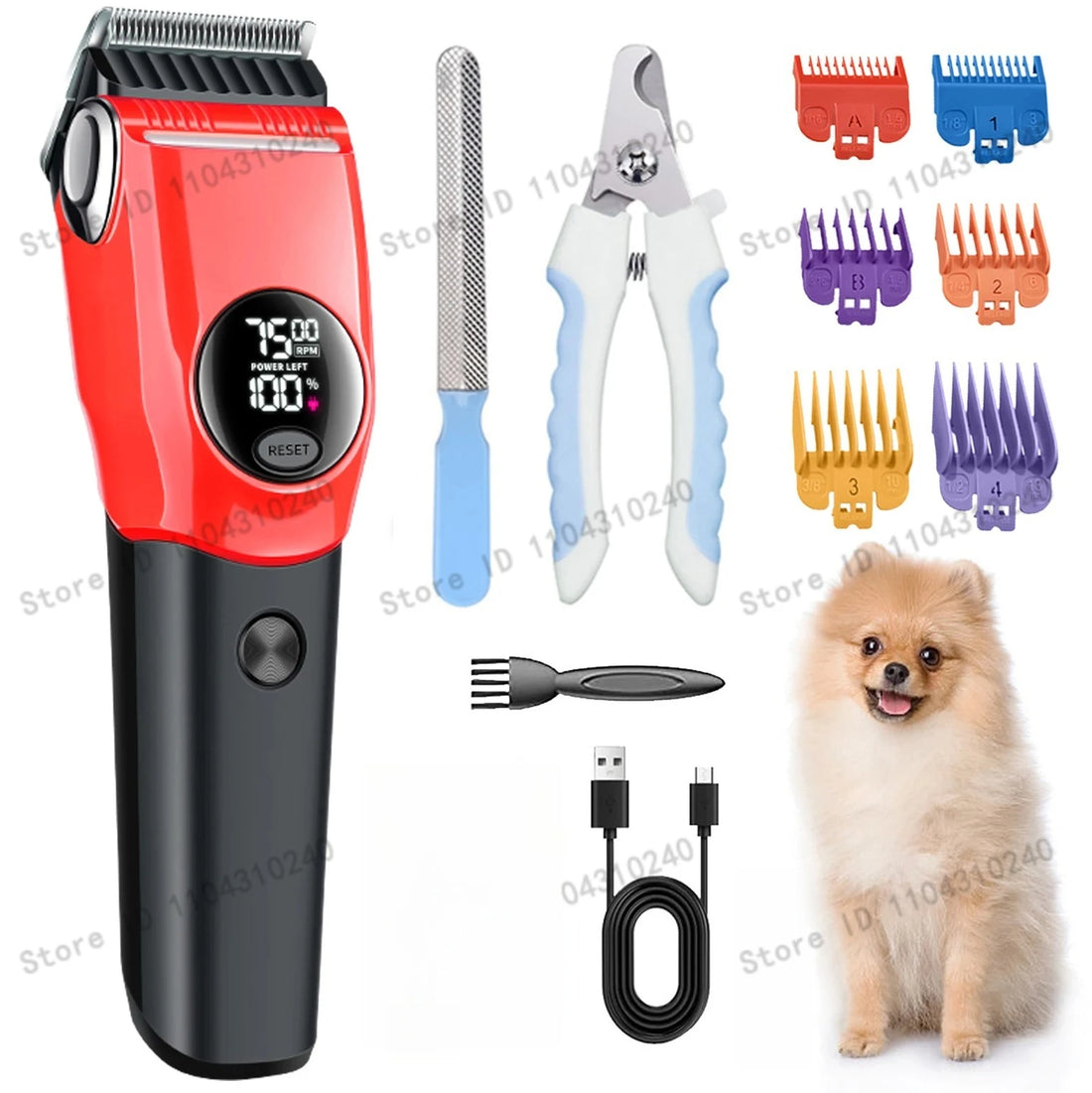Rechargeable Low Noise Pet Hair Clipper Grooming Kit Professional