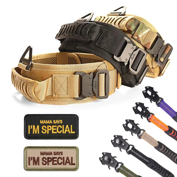 Reflective Adjustable Tactical Nylon Dog Collar Heavy Duty Training