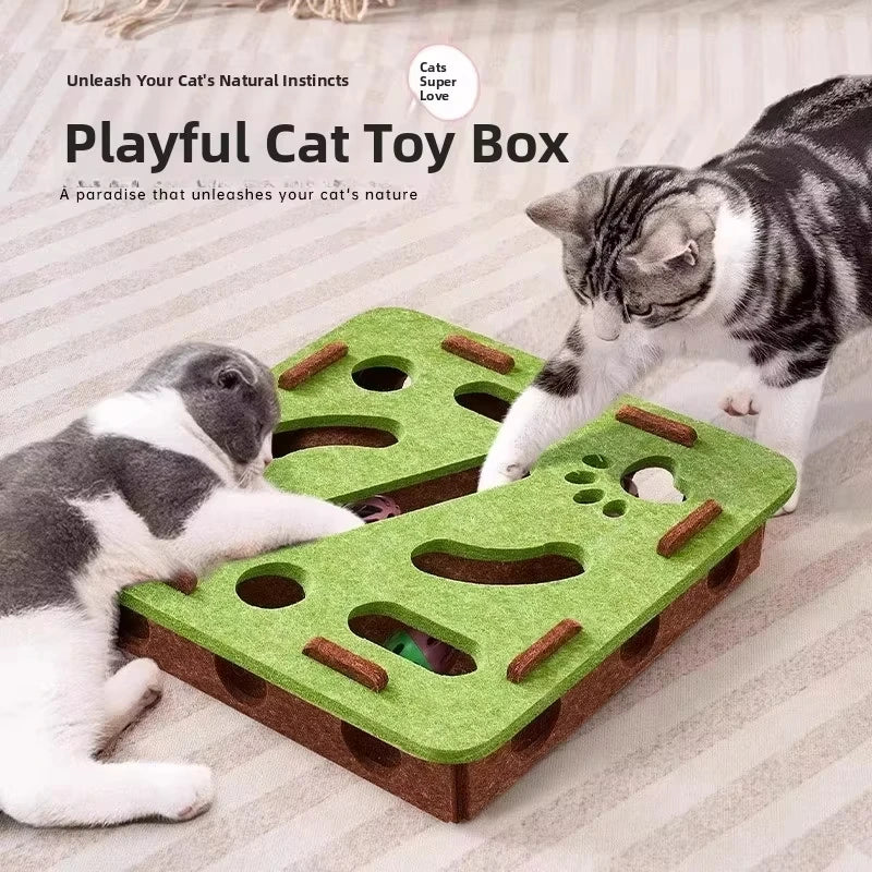 Felt Cat Puzzle Box Toy with Ball Exercise