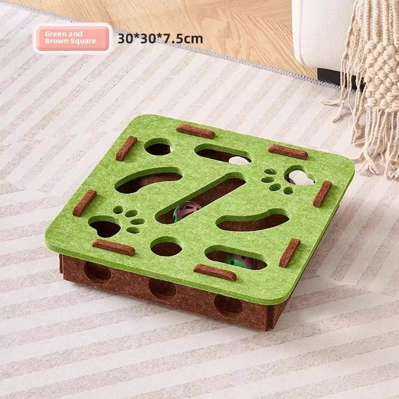 Felt Cat Puzzle Box Toy with Ball Exercise