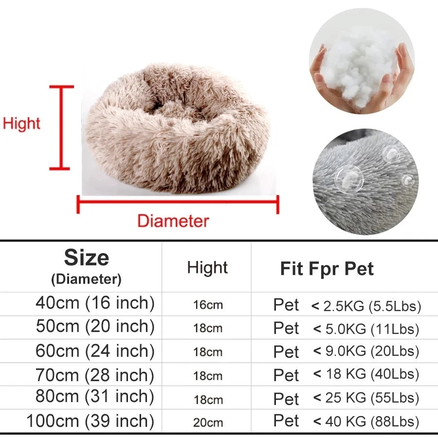 Plush Donut Dog Bed Round Fluffy Winter Pet Basket