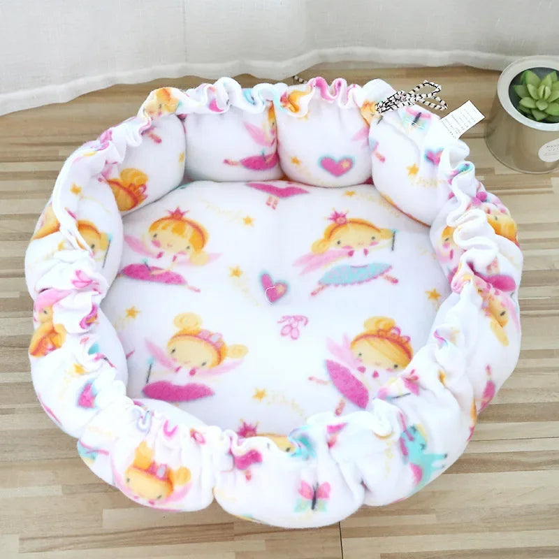 Fluffy Round Adjustable Cat Bed Soft Warm Cushion Basket