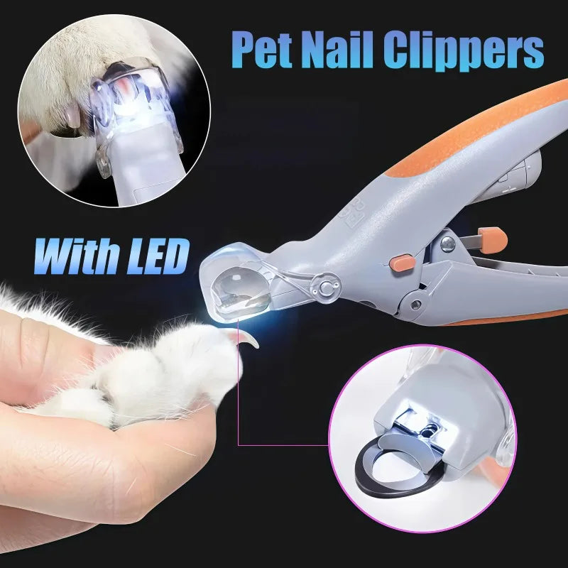 LED Pet Nail Clipper with Magnifier for Dogs Cats