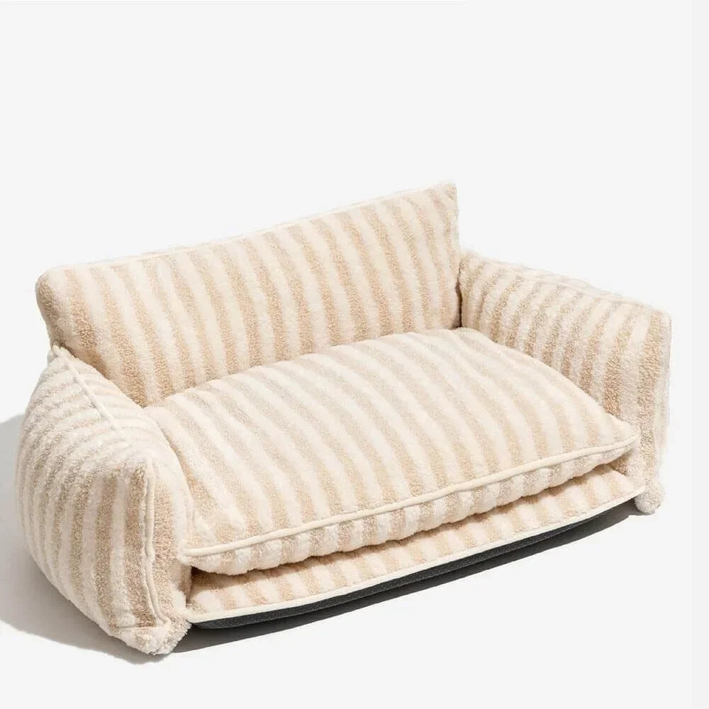 Washable Striped Pet Sofa Bed for Small Dogs Cats