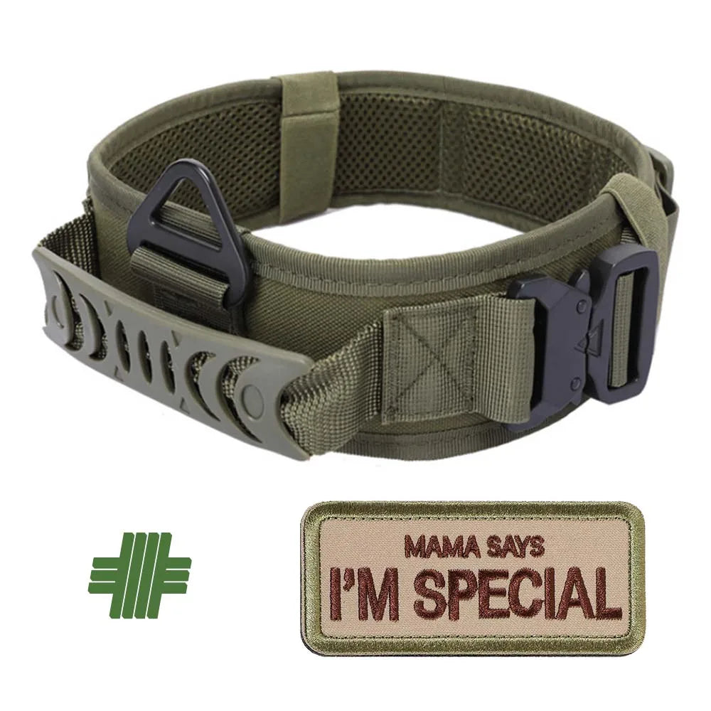 Reflective Adjustable Tactical Nylon Dog Collar Heavy Duty Training