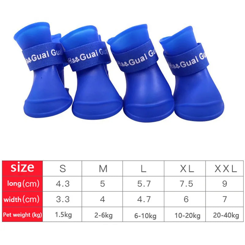 Waterproof Anti-Slip Pet Rain Boots for Dogs Cats Outdoor