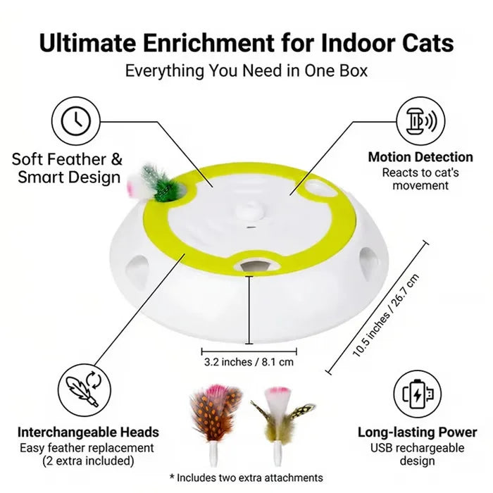 Interactive Motion Activated Whack-A-Mole Cat Toy with Feathers