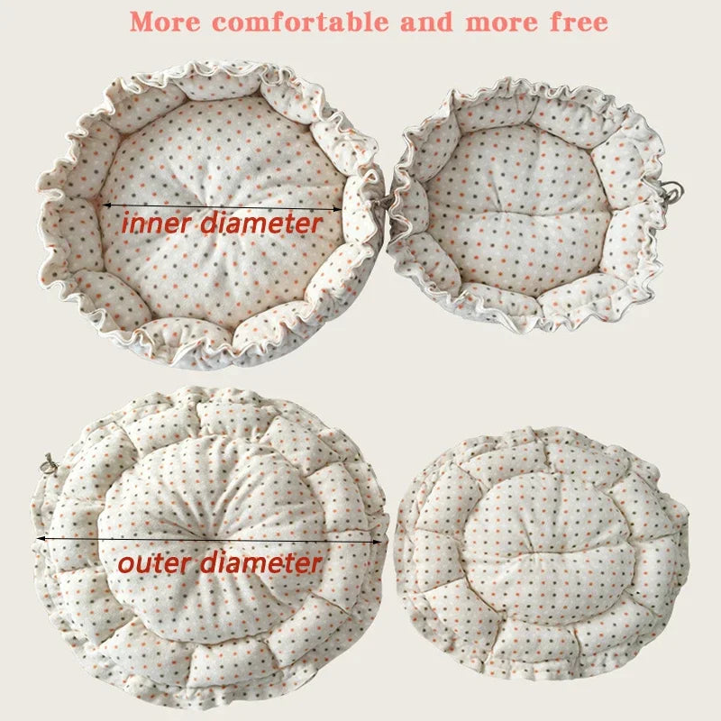Fluffy Round Adjustable Cat Bed Soft Warm Cushion Basket
