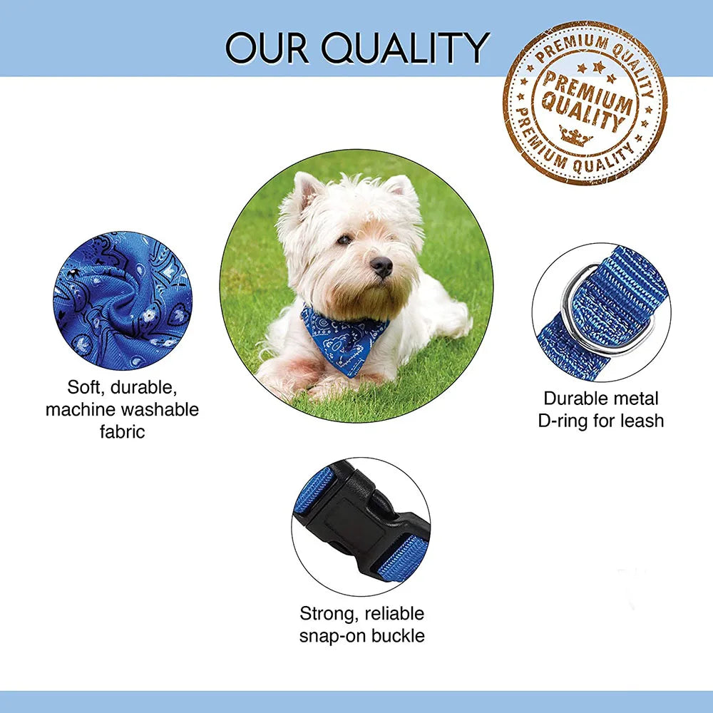 Adjustable Dog Bandana Collar Scarf for Dogs Cats Puppies