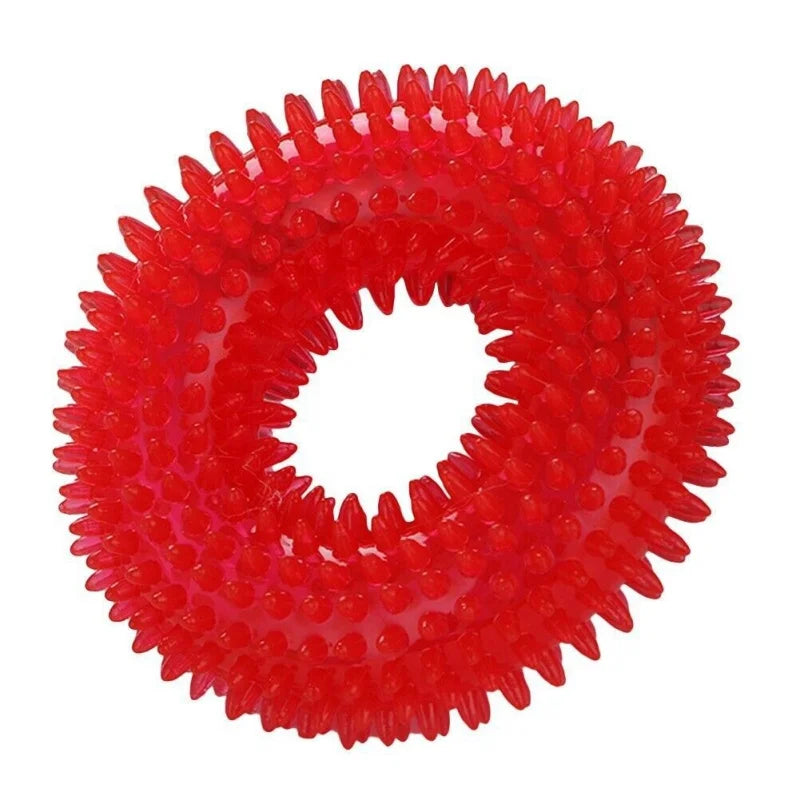 Spiky Squeaky TPR Dog Chew Toy Teeth Cleaner