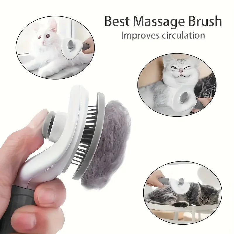 One-Click Self-Cleaning Pet Slicker Brush Hair Remover Comb