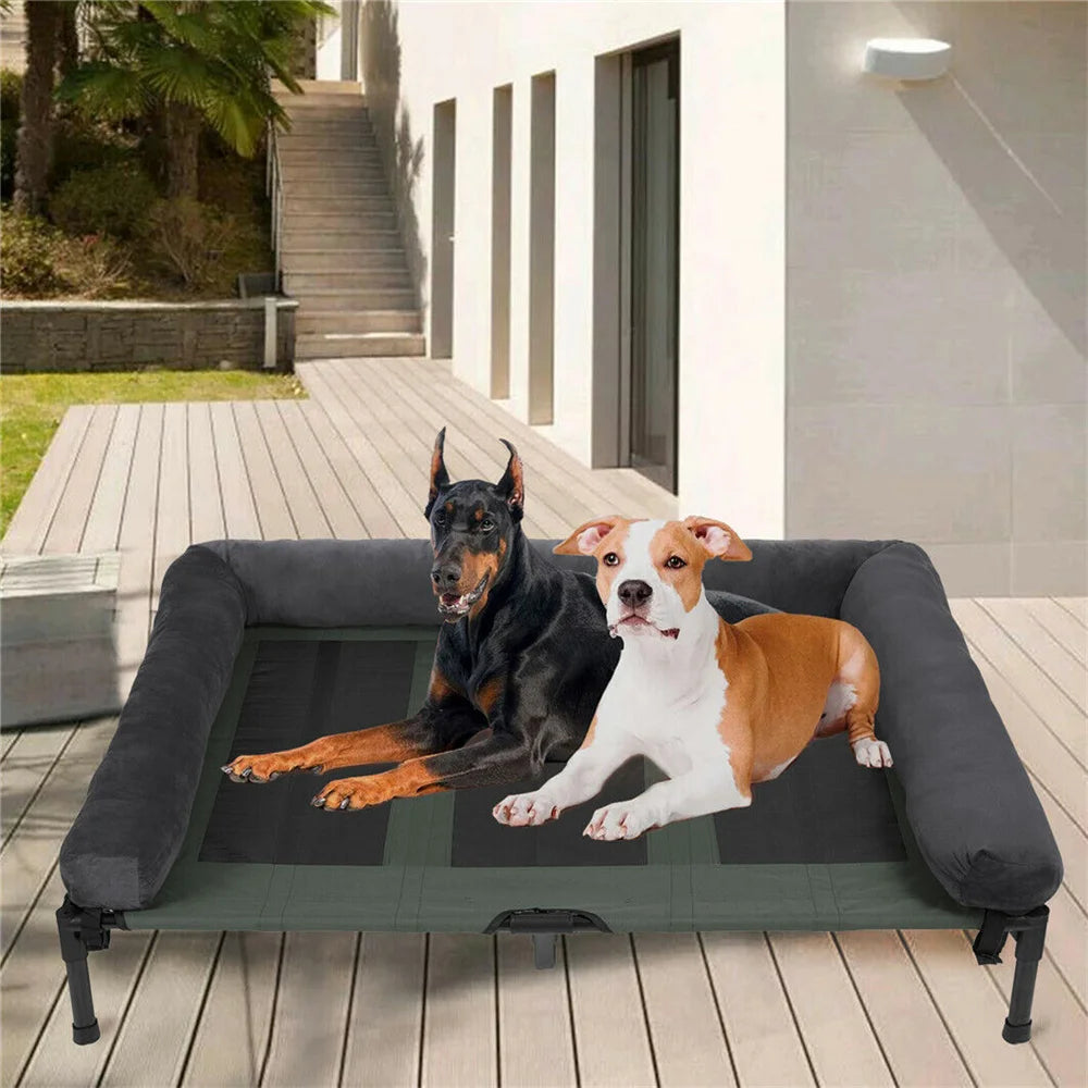 XXL Raised Cooling Dog Bed with Plush Mat