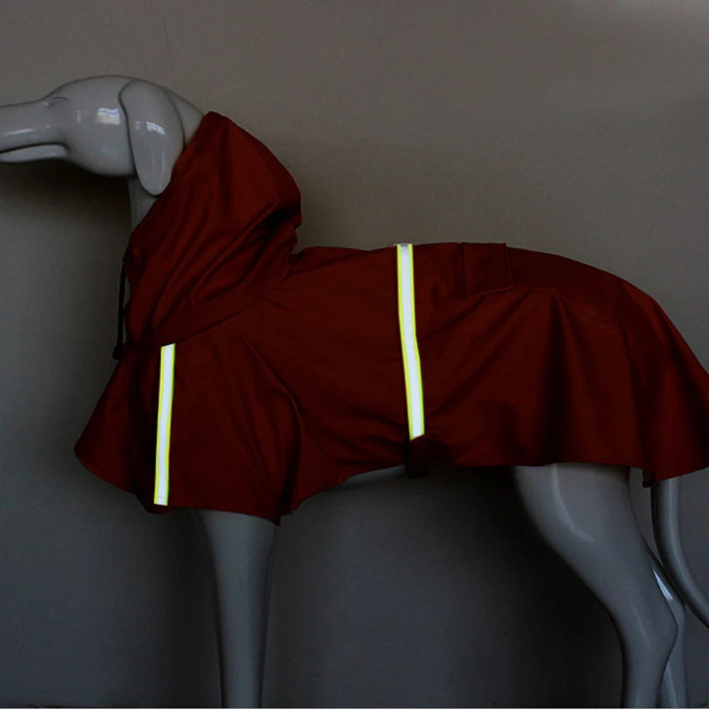 Waterproof Reflective Hooded Dog Raincoat for Large Dogs