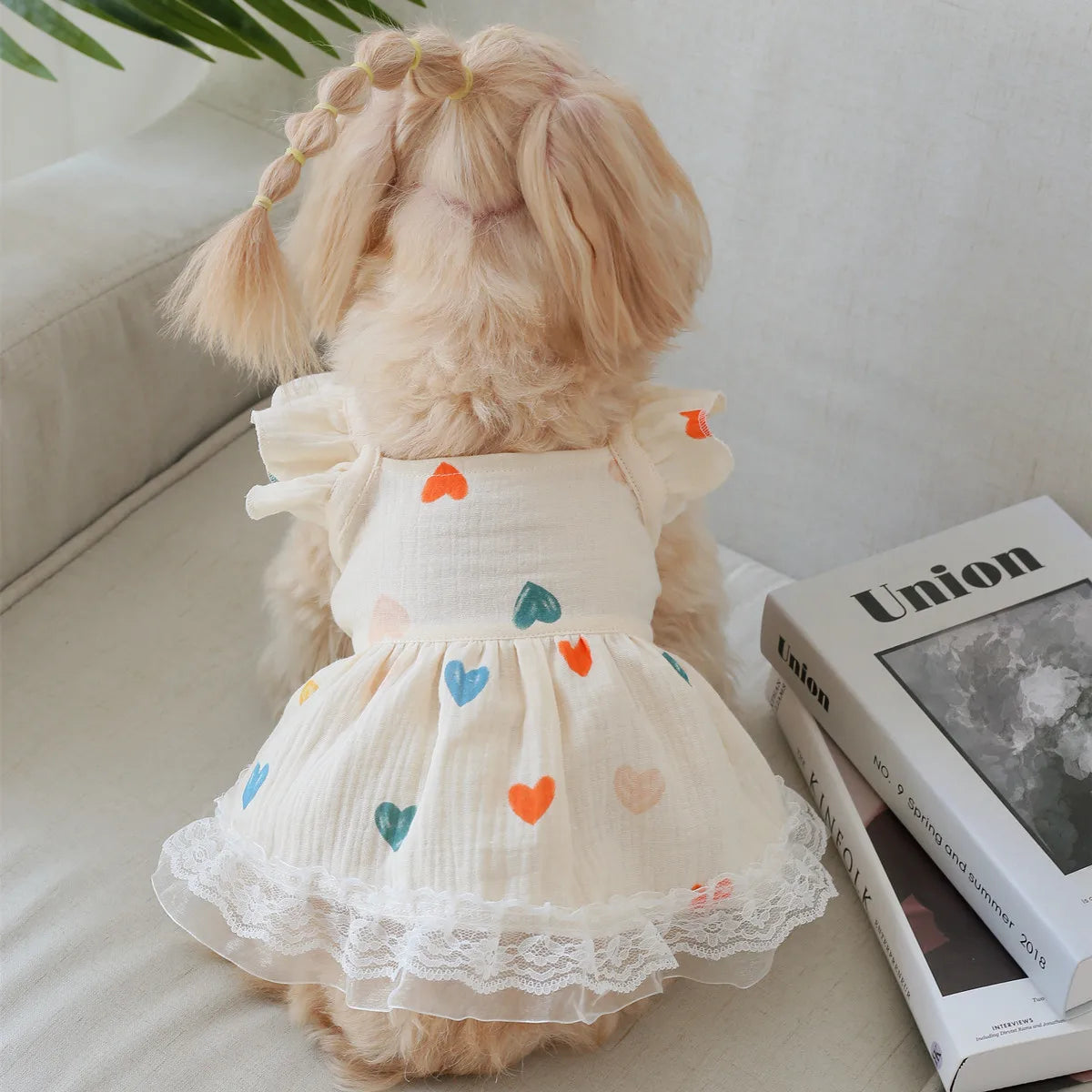 Heart Flutter Sleeve Pet Dress for Small Dogs Cats