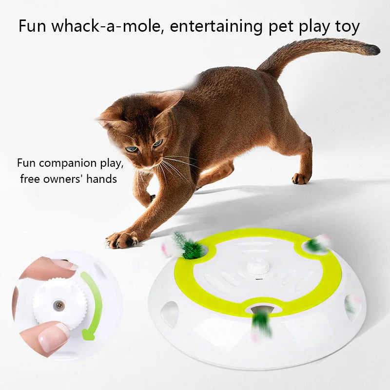 Interactive Motion Activated Whack-A-Mole Cat Toy with Feathers