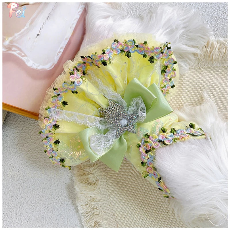 Yellow Floral Bow Princess Dress for Small Dogs