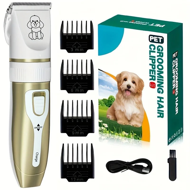 Cordless USB Rechargeable Pet Hair Clipper Grooming Kit Low-Noise