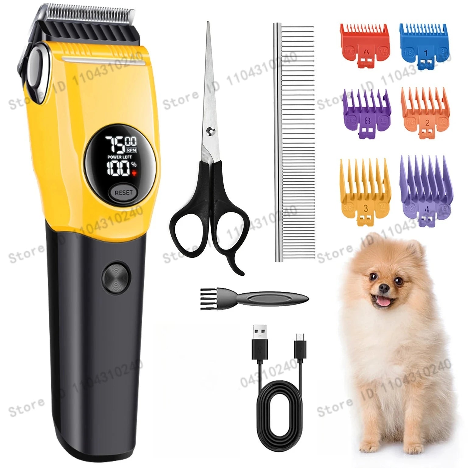 Rechargeable Low Noise Pet Hair Clipper Grooming Kit Professional