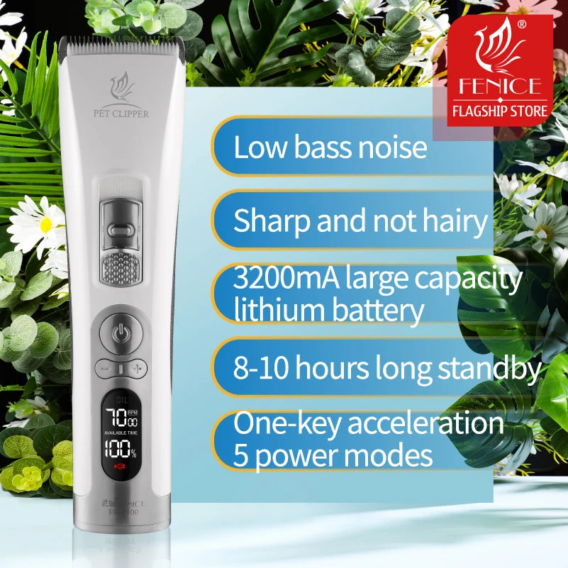 Fenice Cordless Rechargeable Pet Hair Clipper Grooming Trimmer Machine