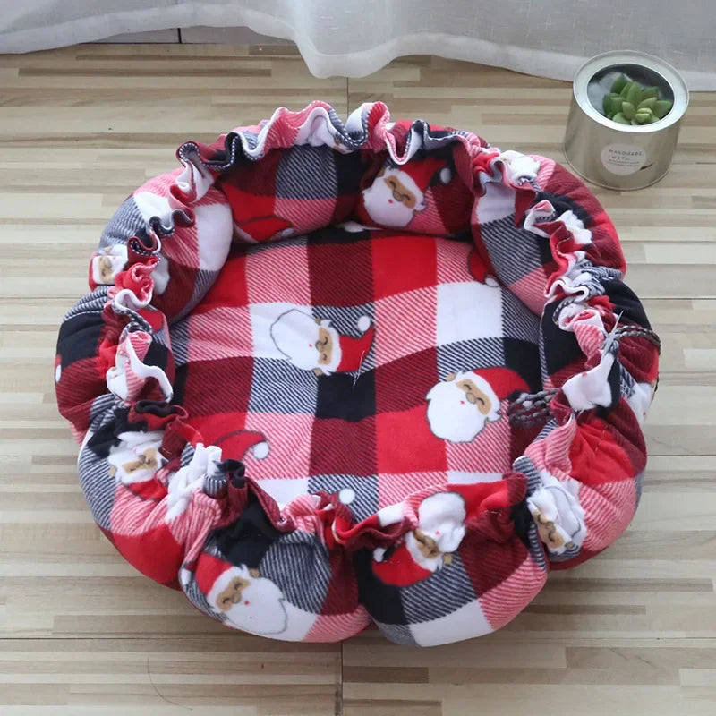 Fluffy Round Adjustable Cat Bed Soft Warm Cushion Basket