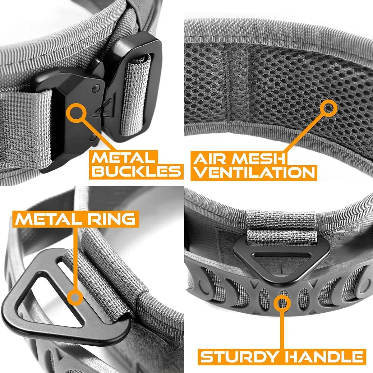 Reflective Adjustable Tactical Nylon Dog Collar Heavy Duty Training