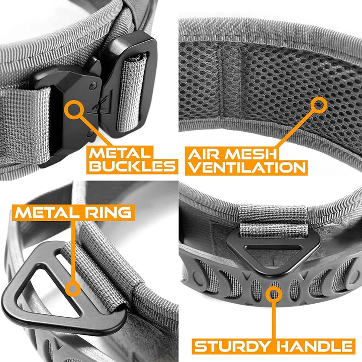 Reflective Adjustable Tactical Nylon Dog Collar Heavy Duty Training