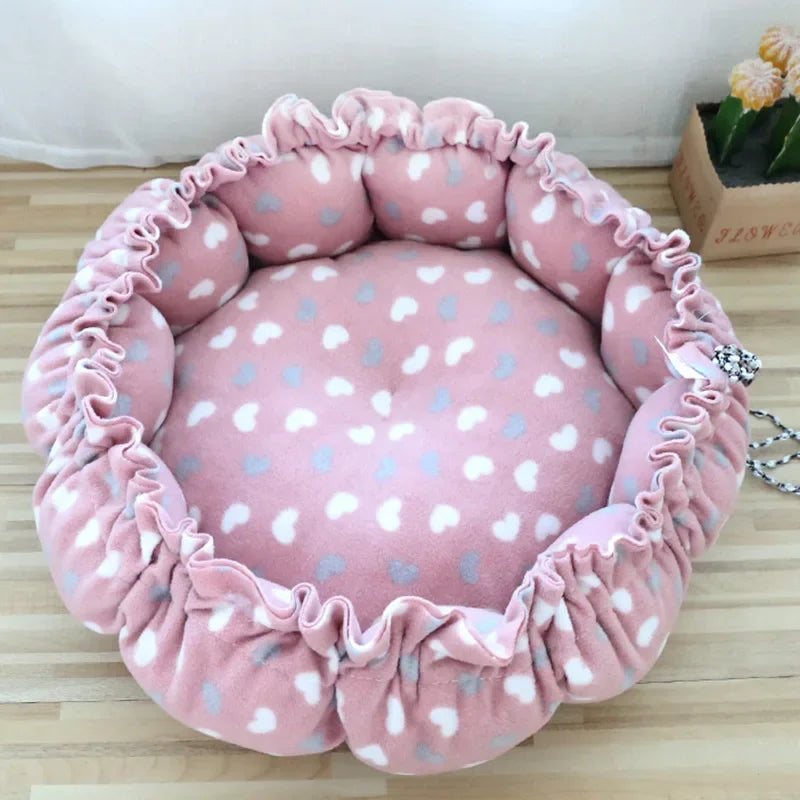 Fluffy Round Adjustable Cat Bed Soft Warm Cushion Basket