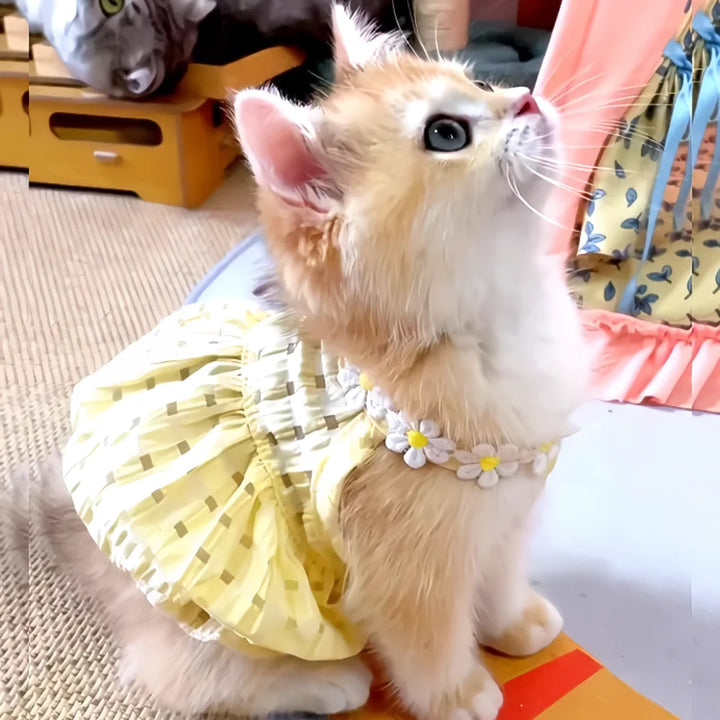 Breathable Floral Pet Princess Dress for Cats Small Dogs