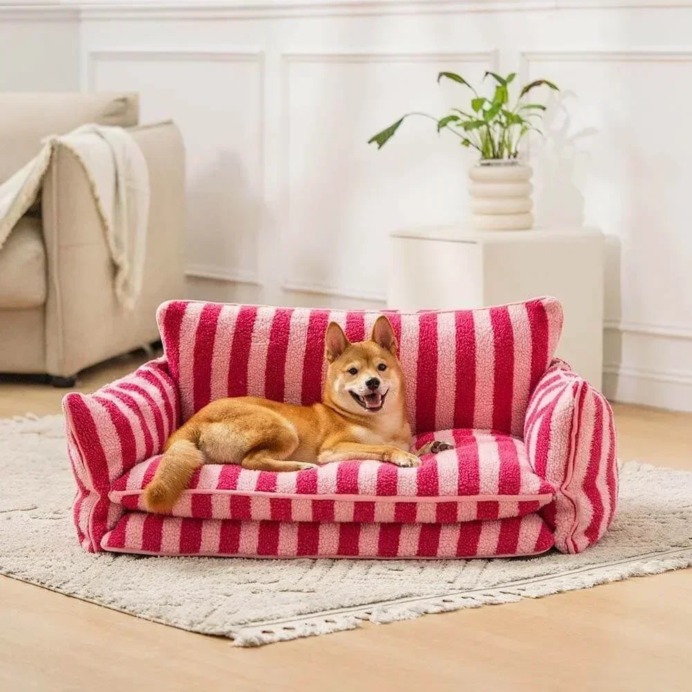 Washable Striped Pet Sofa Bed for Small Dogs Cats
