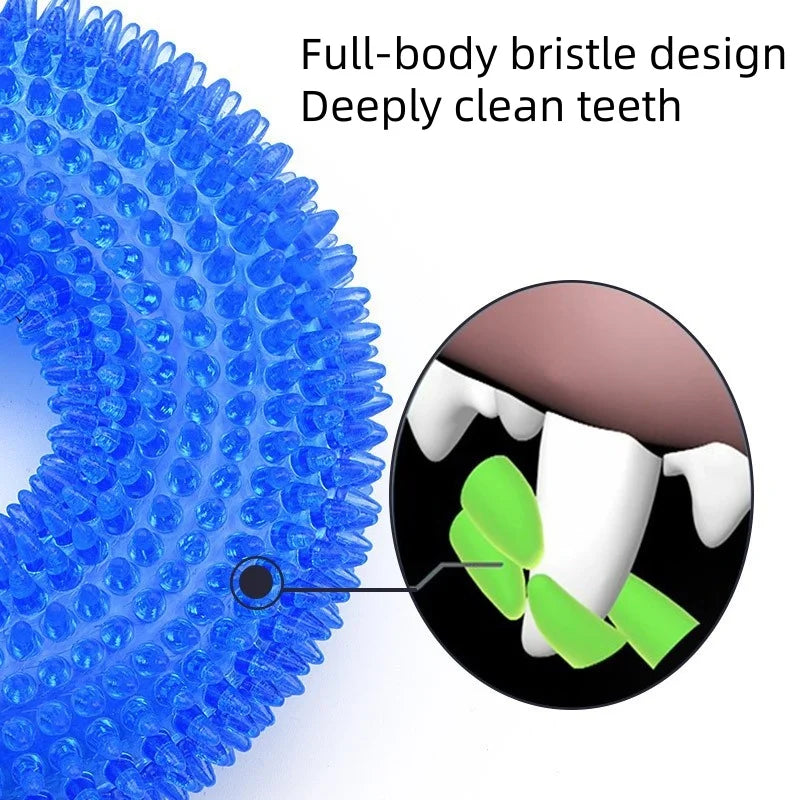Spiky Squeaky TPR Dog Chew Toy Teeth Cleaner