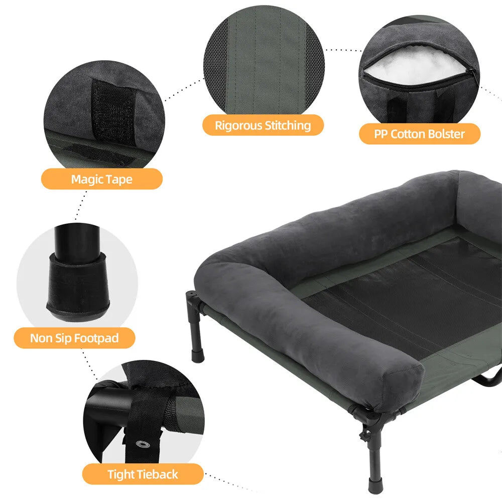 XXL Raised Cooling Dog Bed with Plush Mat