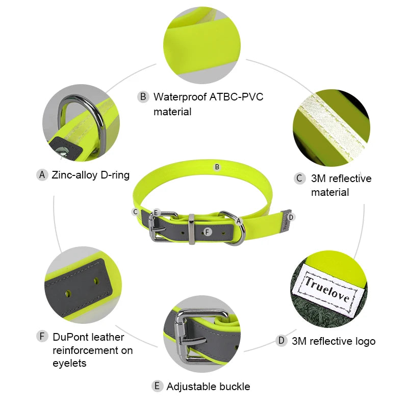 Truelove Waterproof Reflective Adjustable Dog Collar Anti Odor Durable