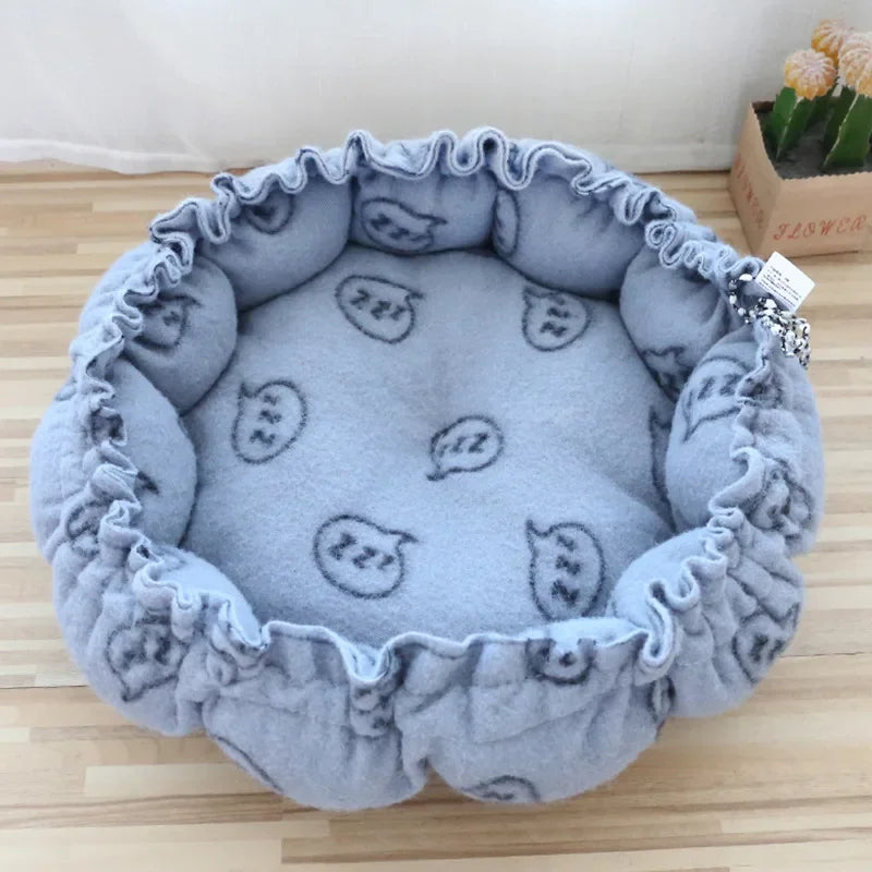 Fluffy Round Adjustable Cat Bed Soft Warm Cushion Basket