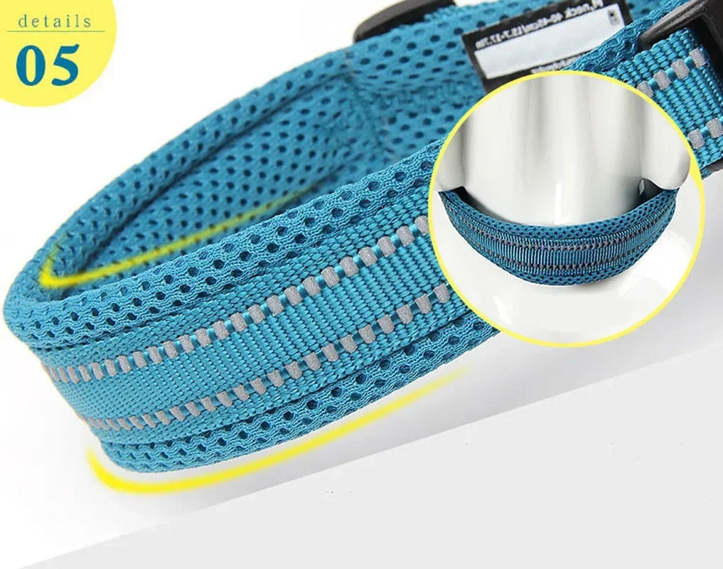 Reflective Mesh Padded Adjustable Dog Collar Durable All-Breed