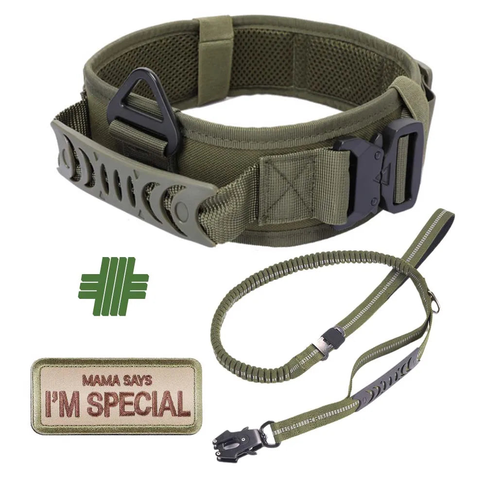 Reflective Adjustable Tactical Nylon Dog Collar Heavy Duty Training