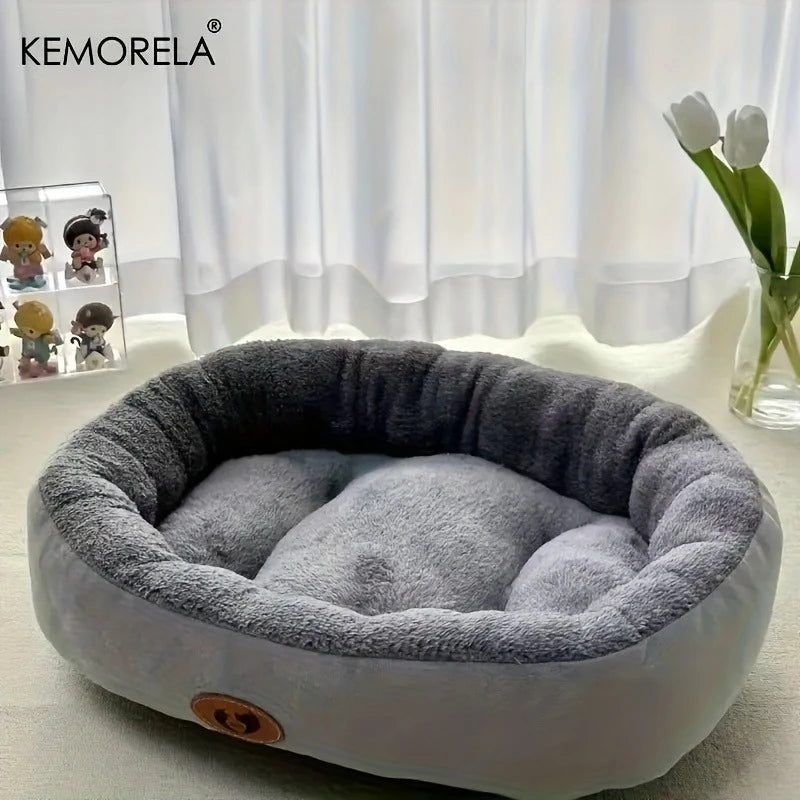 Cozy Oval Plush Pet Bed Warm Snuggle Cushion