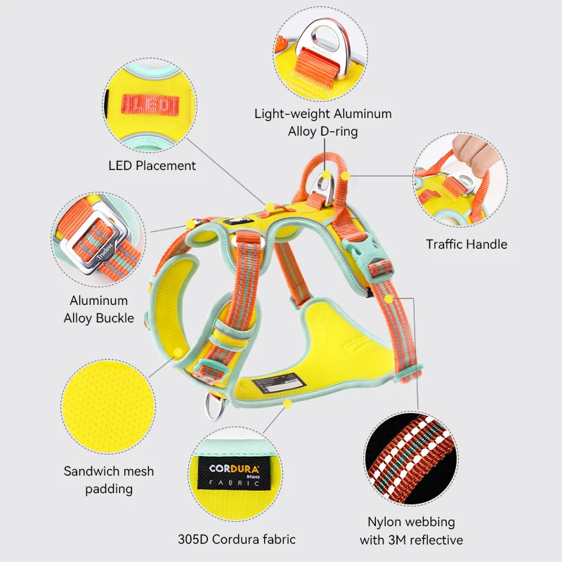 Reflective Breathable Anti Pull Adjustable Dog Harness Vest