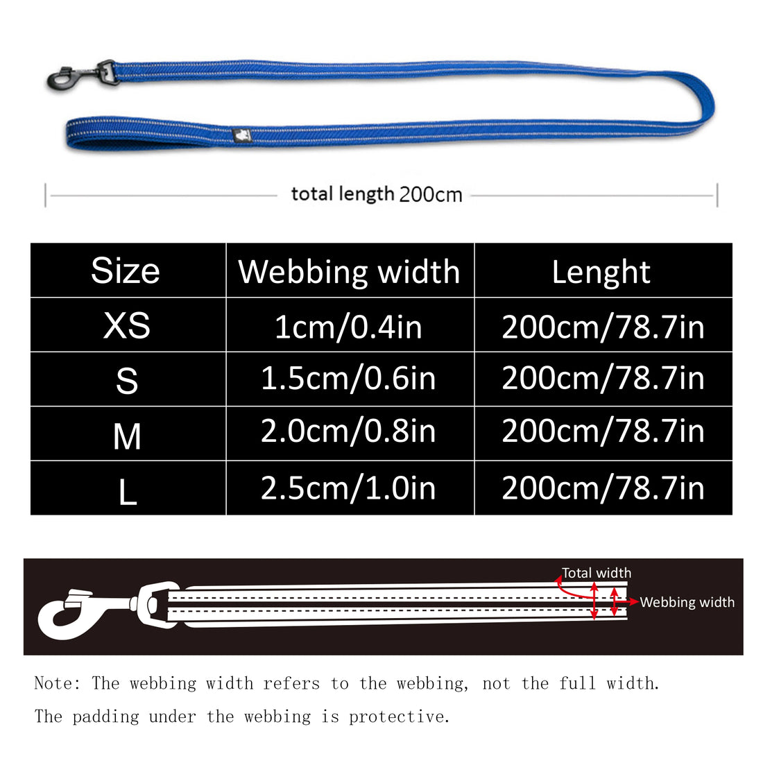 Truelove Reflective Padded Pet Leash for Dogs Cats