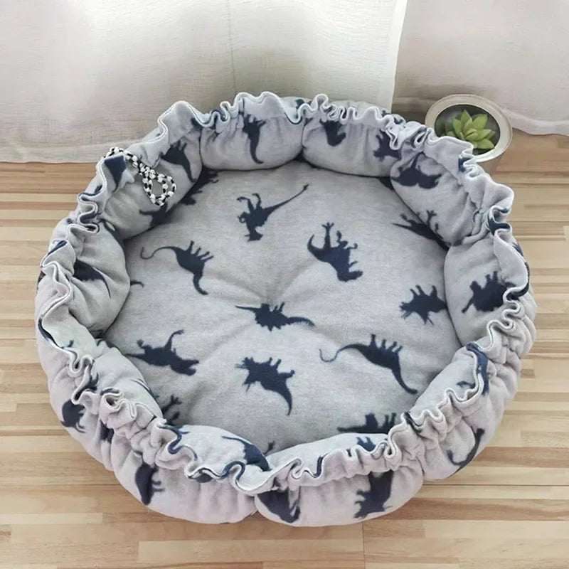 Fluffy Round Adjustable Cat Bed Soft Warm Cushion Basket