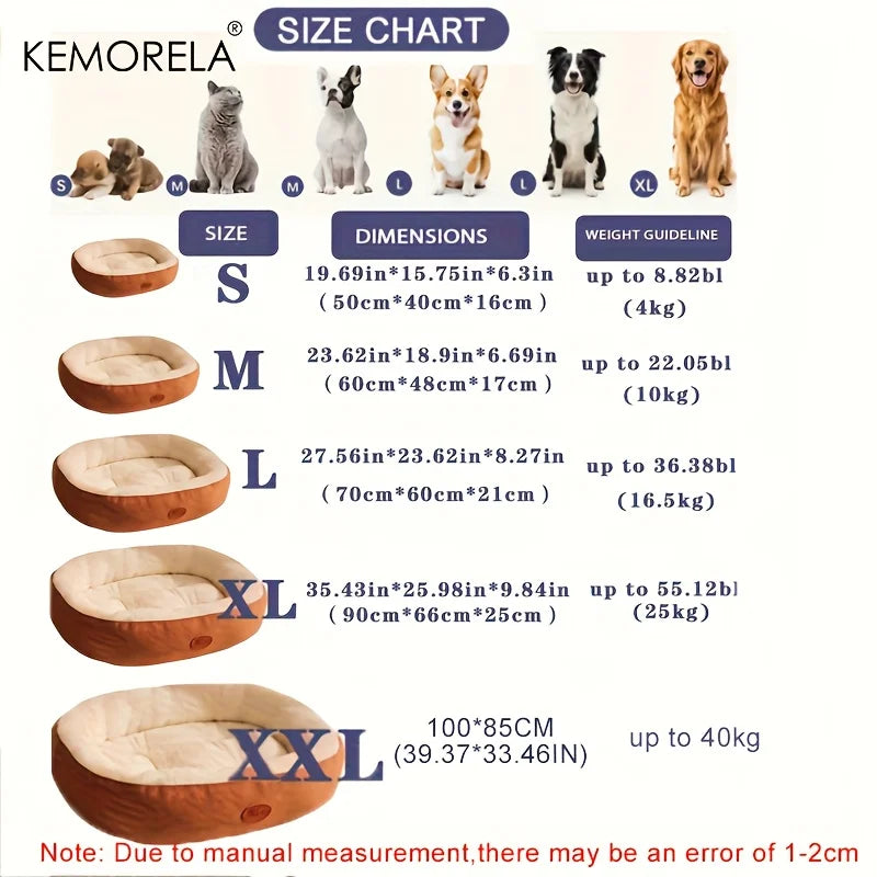 Cozy Oval Plush Pet Bed Warm Snuggle Cushion