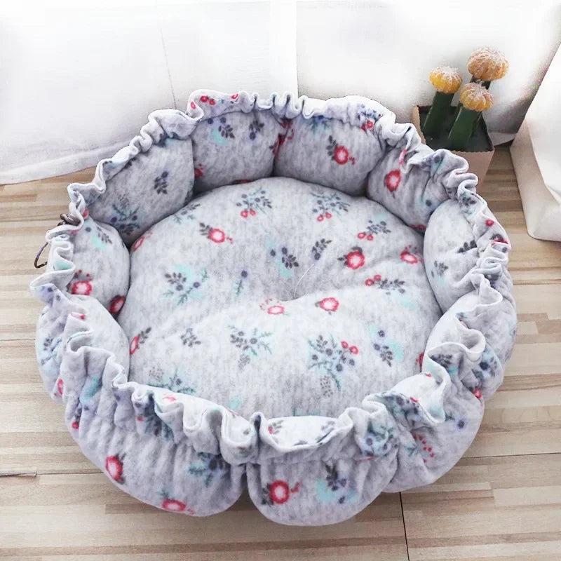 Fluffy Round Adjustable Cat Bed Soft Warm Cushion Basket